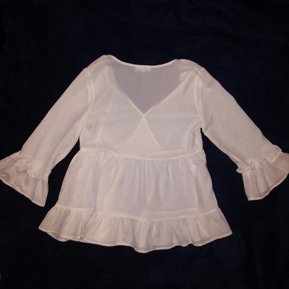 Sugar + Lips White Boho Peasant Top w/ Ruffles - Picture 8 of 10
